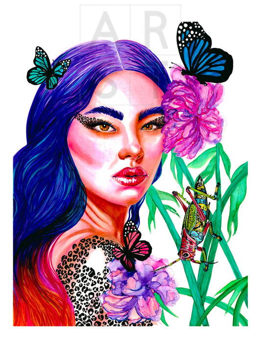 Grasshopper Lady Print